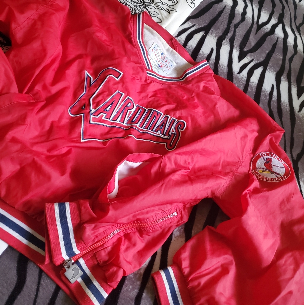 Vtg XL Cardinals Pullover lined Nylon Jersey